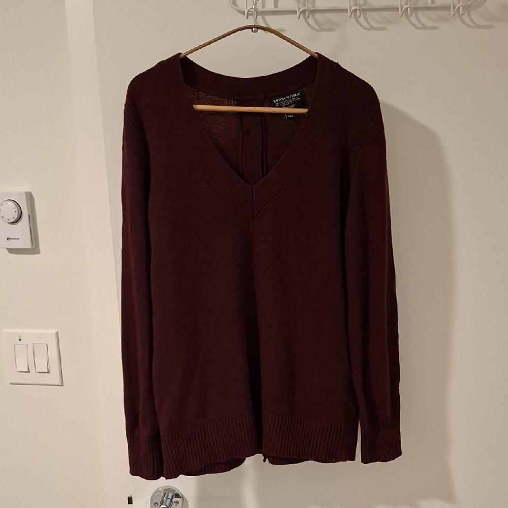 Banana Republic Filpucci Purple Merino & Cashmere V-Neck Sweater (Size XL)